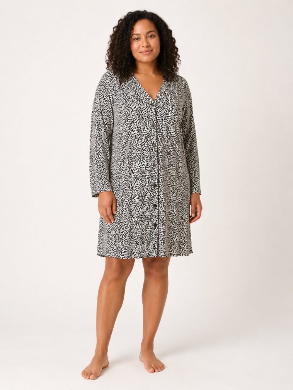Cuddl Duds Nightgown Leopard Hooded Casual Lounge 1X